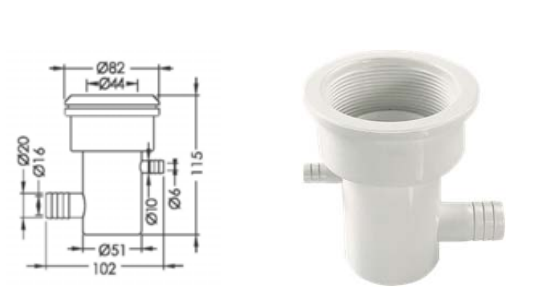บอดี้เจ็ท Ф10mm Barb Air & Ф20mm Barb Water, Ell Body EM0021