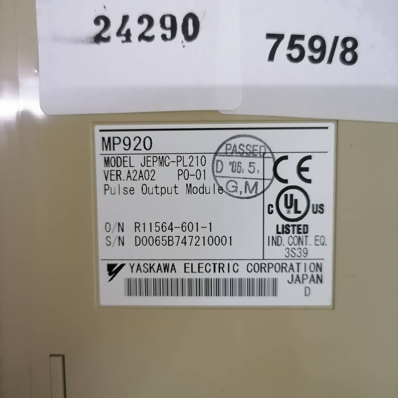 PLC " YASKAWA " MODEL : JEPMC-PL210