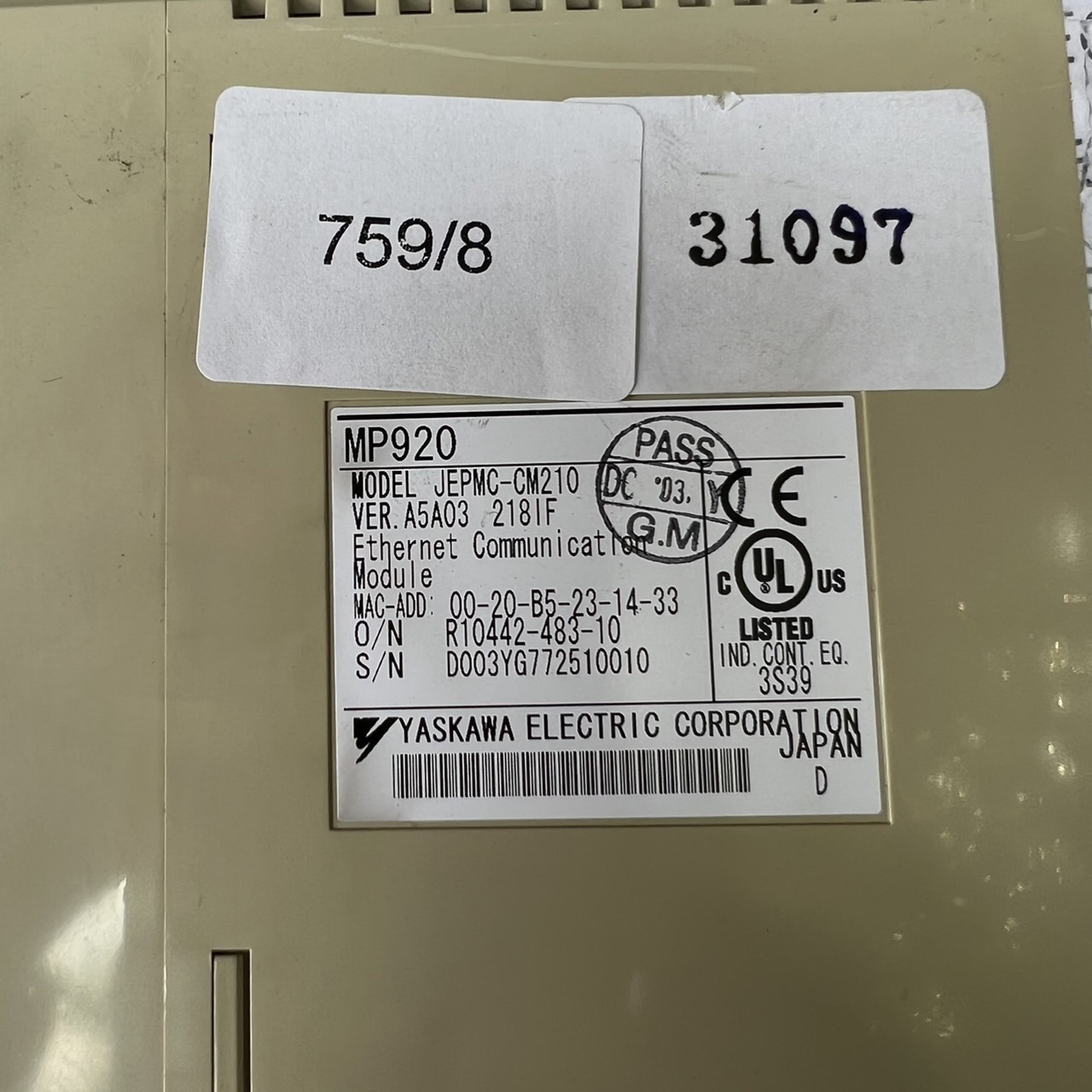 PLC " YASKAWA " MODEL : JEPMC-CM210