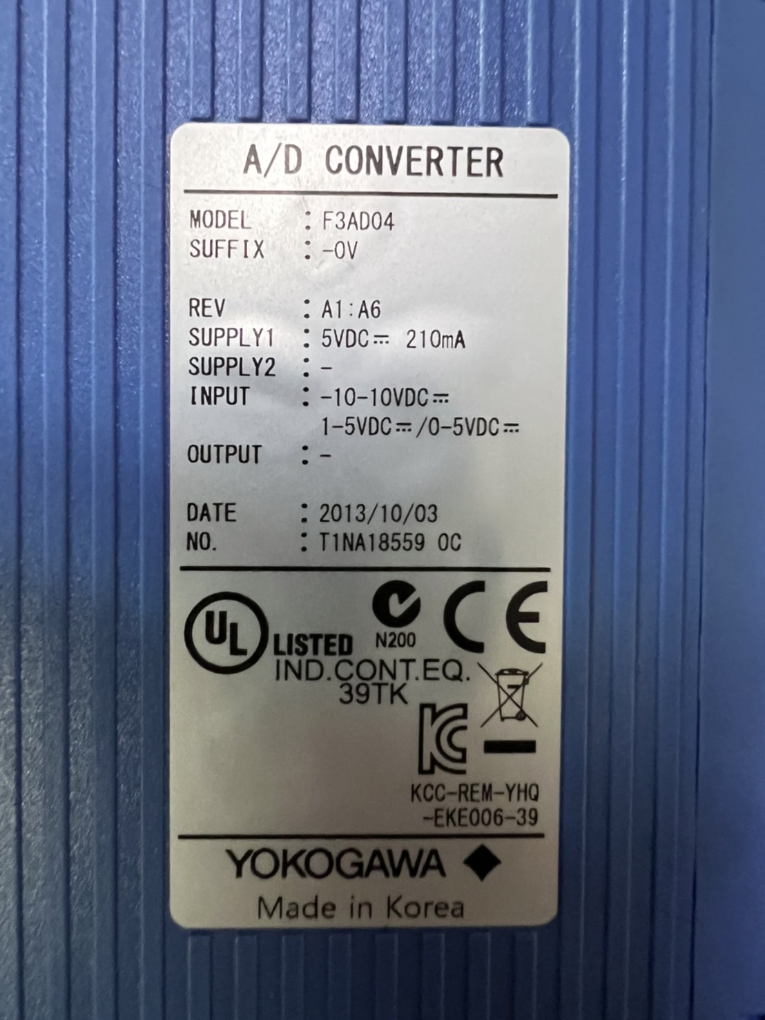 PLC " YOKOGAWA " MODEL : F3AD04-0V