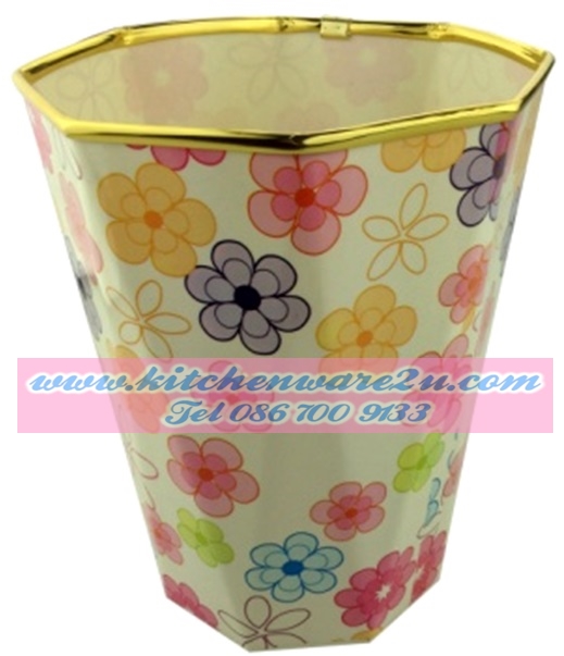P07679 ถังขยะขอบทอง (17*17*21 cm) HY329-31 ราคาส่งต่อ 1 โหล : 12 อัน