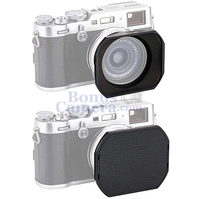 LH-JX100F II(B) ฮู้ดเหลี่ยมสีดำ+Adapter+ฝาปิด Fuji X70,X100F,X100T,X100V LH-X100,AR-X100 Lens Hood
