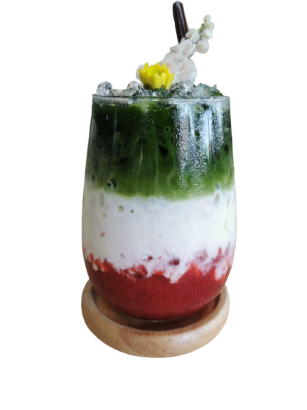 สตอเบอร์รี่กรีนทีลาเต้ STAWBERRY GREENTEA LATE