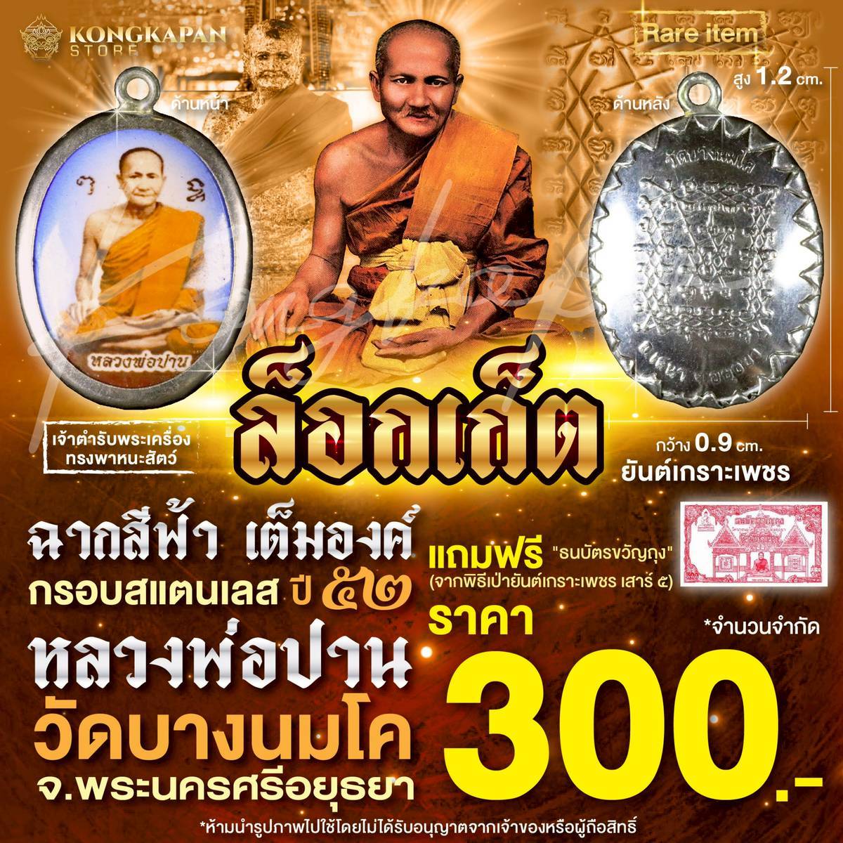 ล็อกเก็ต หลวงพ่อปาน โสนันโท แท้จากวัดบางนมโค จ.อยุธยา 2552