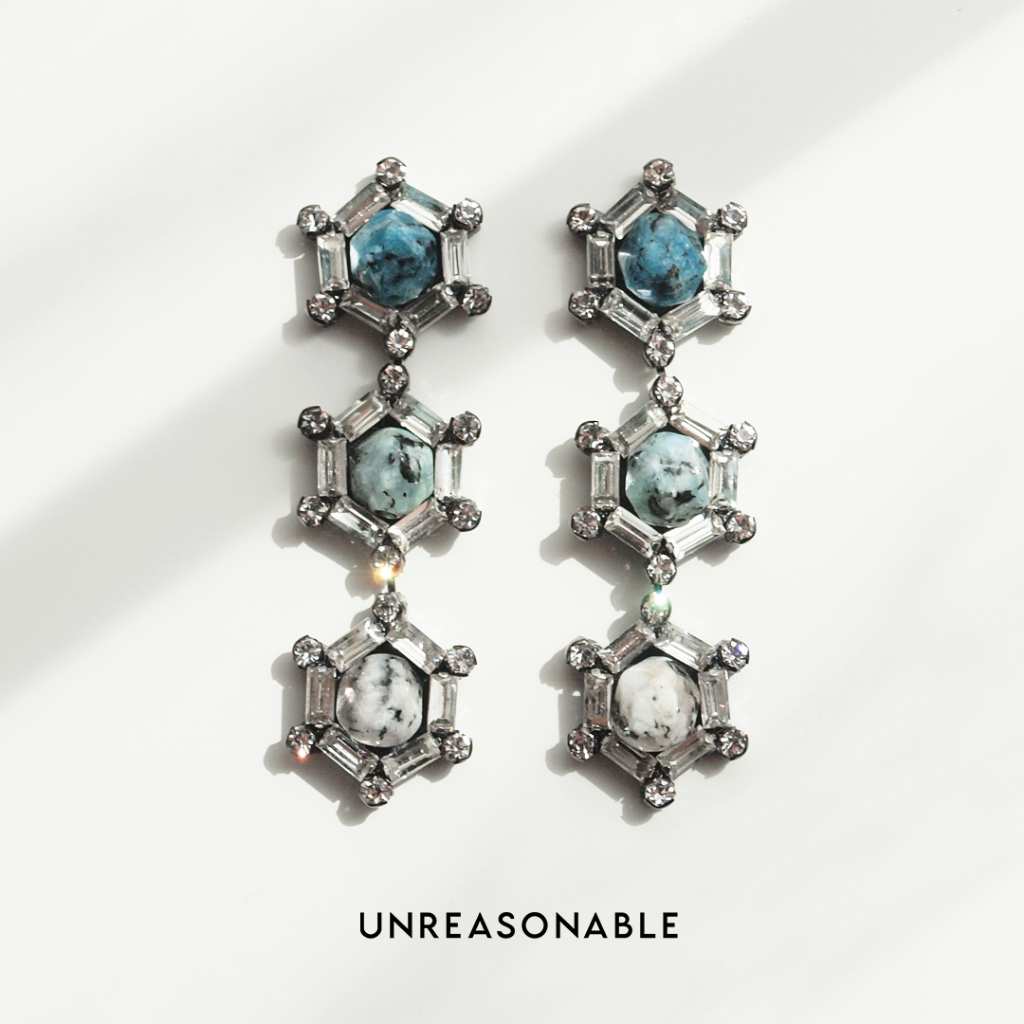 ต่างหู หินธรรมชาติ ลาบลาดอไลต์ Labradorite 3 เฉดสี UA0835-01 Unreasonable Accessories