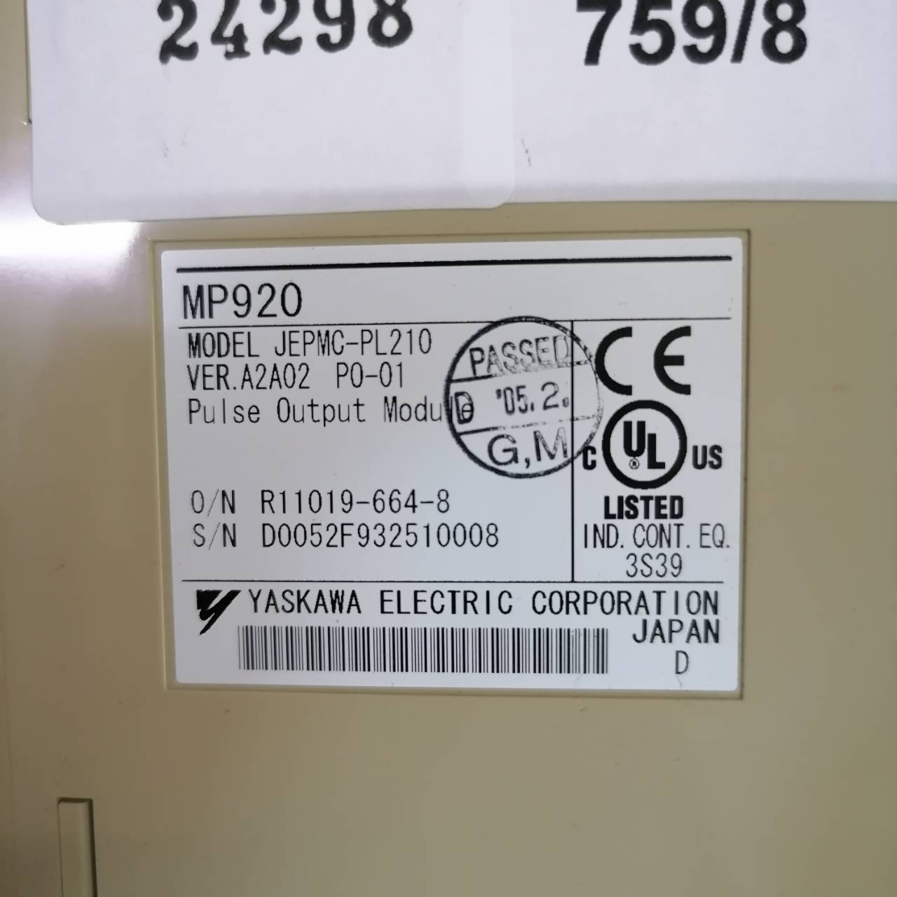 PLC " YASKAWA " MODEL : JEPMC-PL210