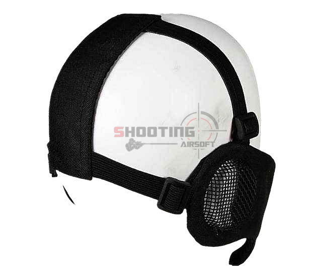 หน้ากากตะแกรงครึ่งหน้าแก้มผ้า ปิดหูตะแกรงเหล็ก