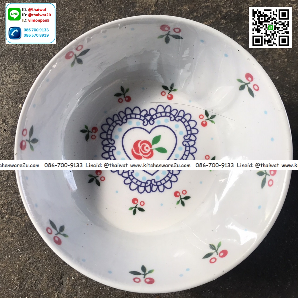 P05688 ชาม เมลามีน 6 นิ้ว หนา พิมพ์ลาย ขายดีมาก (ราคาส่งต่อ 1 โหล : 12 ใบ)