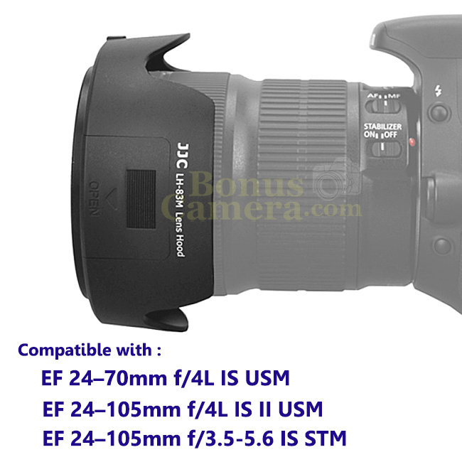 EW-83M ฮู้ดมีช่องหมุนฟิลเตอร์ Canon EF 24–70mm f/4L IS USM,EF 24–105mm f/4L IS II USM,EF 24–105mm f/3.5-5.6 IS STM