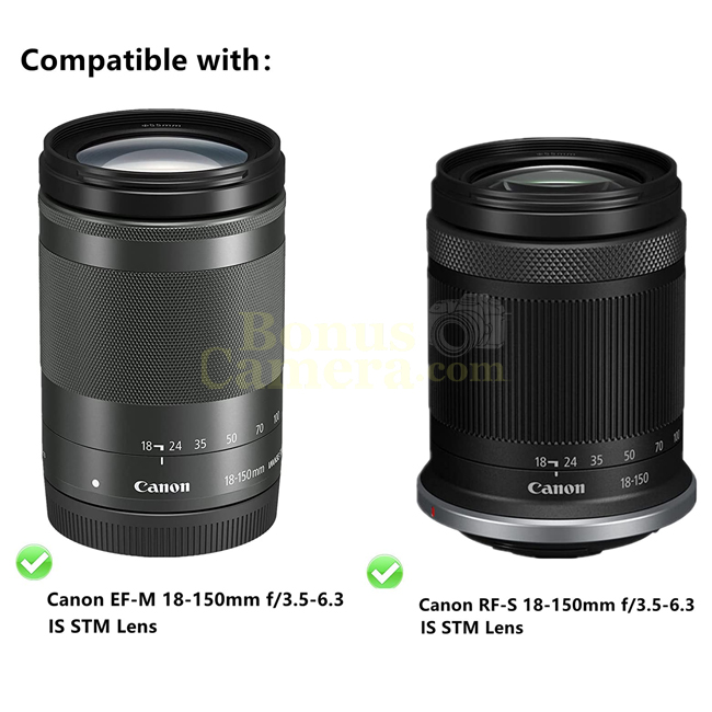 EW-60F ฮู้ดสำหรับเลนส์แคนนอน RF-S 18-150mm F3.5-6.3 IS STM,EF-M 18-150mm F/3.5-6.3 IS STM Canon Lens Hood