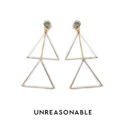 ต่างหู Dubble Triangle เงิน ต่างหูคลิป ต่างหูก้านเงินแท้ น้ำหนักเบา สวยใส่สบาย UA0431-01 Unreasonable Accessories
