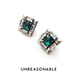 ต่างหู สีเขียว ต่างหูคลิป ต่างหูก้านเงินแท้ น้ำหนักเบา สวยใส่สบาย UA0488-01 Unreasonable Accessories