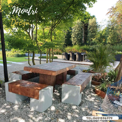 ชุดโต๊ะสนามปุนลายไม้ โต๊ะไม้หมอนโมเดิร์น รุ่น FF02 ขนาด 150*90 cm.