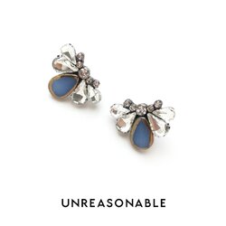 ต่างหูติดหู สีฟ้า ต่างหูคลิป ต่างหูก้านเงินแท้ น้ำหนักเบา สวยใส่สบาย UA0536-01 Unreasonable Accessories