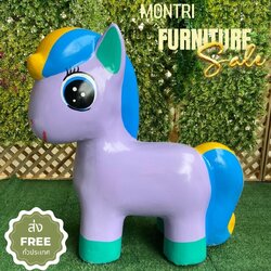 เก้าอี้รูปโพนี่ ม้านั่งม้าโพนี่ เก้าอี้ม้ายูนิคอร์น เก้าอี้ม้าโพนี่ สีม่วง/เขียวมิ้นท์