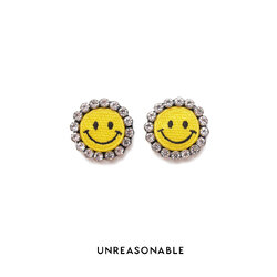 ต่างหู SMILEY สีเหลือง ต่างหูคลิป ต่างหูก้านเงินแท้ น้ำหนักเบา UA0885-02 Unreasonable Accessories