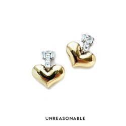 ต่างหูหัวใจสีทอง Romance Heart earrings ต่างหูคลิป ต่างหูก้านเงินแท้ UA0908-02 Unreasonable Accessories