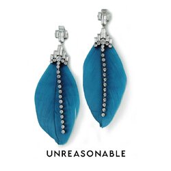 ต่างหูขนนก สีเขียว ต่างหูคลิป ต่างหูก้านเงินแท้ น้ำหนักเบา สวยใส่สบาย UA0797-01 Unreasonable Accessories