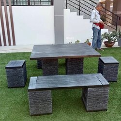 ชุดโต๊ะสนาม โต๊ะสนามกลางแจ้ง สินค้าทำจากปูนเสริมเหล็ก ทนแดด ทนฝน ขนาด 120*80 cm.
