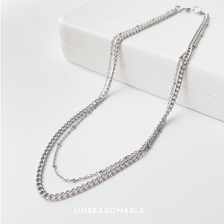 สร้อยคอสีเงิน 2 ชั้น สายฝอ สายมินิมอล UA1010-01 Unreasonable Accessories