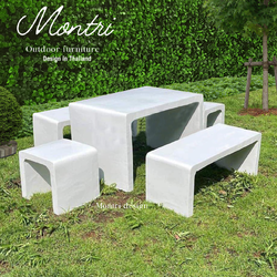 ชุดโต๊ะสนาม โต๊ะสนาม โต๊ะปูนซีเมนต์สไตล์ลอฟท์ รุ่น BigLoft สีปูนลอฟท์สีขาว สินค้าผลิตจากปูนซีเมนต์ แข็งแรง