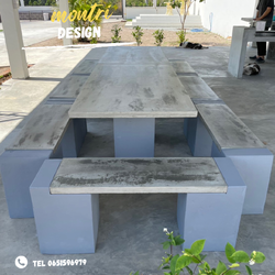 โต๊ะปูนสนาม ชุดโต๊ะสนามโมเดิร์น 16 ที่นั่ง Outdoor furniture เข้าได้กับบ้านทุกสไตล์ คุณภาพยืน 1