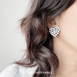 ต่างหูหัวใจ Crystal Mini Full Heart ต่างหูคลิป ต่างหูก้านเงินแท้ UA0923-01 Unreasonable Accessories