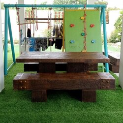 ชุดโต๊ะสนาม ชุดโต๊ะสนามไม้หมอน โต๊ะสนาม โต๊ะปูนลายไม้ แข็งแรงไม่เปราะบางอย่างแน่นอน ฝีมือคนไทย ขนาด 180*90 cm.