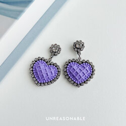 ต่างหูหัวใจ Drop Earrings สีม่วง ต่างหูคลิป ต่างหูก้านเงินแท้ UA0943-06 Unreasonable Accessories