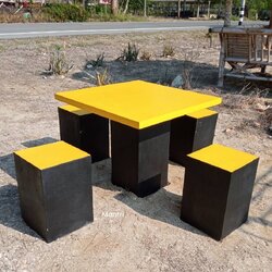 โต๊ะสนาม ชุดโต๊ะสนาม โต๊ะสนามกลางแจ้ง 4 ที่นั่ง เหมาะสำหรับวางในพื้นที่จำกัด ขนาดโต๊ะ 80*80 cm.