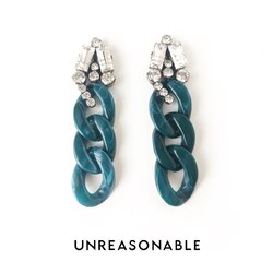 ต่างหู Link สีเขียวเข้ม ต่างหูคลิป ต่างหูก้านเงินแท้ UA0620-03 Unreasonable Accessories