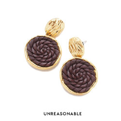 ต่างหู Drop ต่างหูคลิป ต่างหูก้านเงินแท้ สวยใส่สบาย สีทองน้ำตาล UA0911-02 Unreasonable Accessories