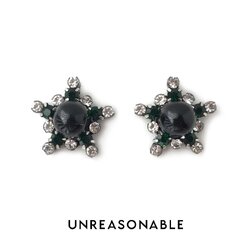 ต่างหูดาว สีดำ ต่างหูคลิป ต่างหูก้านเงินแท้ น้ำหนักเบา สวยใส่สบาย UA0744-06 Unreasonable Accessories