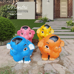 ลูกช้างปูนปั้น ช้างก้านกล้วยปูนปั้น รูปช้างแต่งสวน ตุ๊กตาแต่งสวน 1 ชุด 3 ตัว