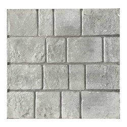 แผ่นปูทางเท้าพิมพ์ลาย ตารางไม่เท่า สีเทา