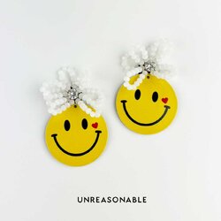 ต่างหู SMILEY สีเหลือง ต่างหูคลิป ต่างหูก้านเงินแท้ น้ำหนักเบา UA0827-01 Unreasonable Accessories