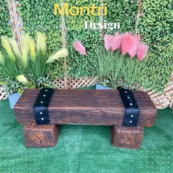 เก้าอี้ไม้หมอน สีน้ำตาลคาดดำ 30x120x40 cm. ม้านั่งสนามปูน เก้าอี้ปูนปั้น