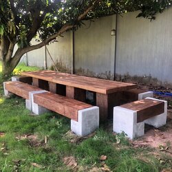 ชุดโต๊ะสนาม ชุดโต๊ะไม้หมอน งาน DIY โต๊ะสนามกลางแจ้ง โต๊ะสนามไม้หมอน ขนาดโต๊ะ 3.6 เมตร