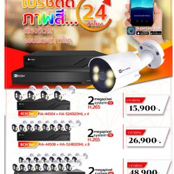 ชุดโปรโมชั่นสุดคุ้มรวมติดตั้ง กล้อง AHD HIVIEW ภาพสี 24 ชั่วโมง ฟังเสียงได้ 2 MP