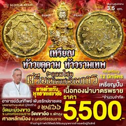 เหรียญปั้มท้าวขตุคามรามเทพเนื้อทองฝาบาตรพลาย ขนาด3.5เซนติเมตร รุ่นอุดมโชคศรีมหาราชพังพระกาฬ ปี66