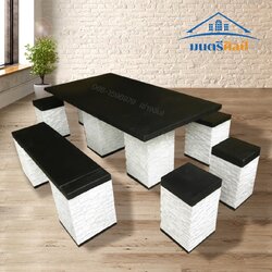 โต๊ะปูนปั้น ชุดโต๊ะสนามปูนปั้น ชุด 8 ที่นั่ง โต๊ะสนามสไตล์โมเดิร์น สุดยอดการออกแบบ งานดีไซน์โดยคนไทย นั่งสบาย สวยงาม แข็งแรง เข้ากับตัวบ้านและสวนอย่างลงตัว