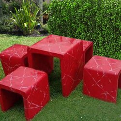 เก้าอี้ปูนซีเมนต์สไตล์ลอฟท์ รุ่น Loft01 สีแดงสลัดขาว โต๊ะลอฟท์ โต๊ะปูนลอฟท์ โต๊ะม้าหินลอฟท์