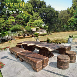 ชุดโต๊ะปูนลายไม้ โต๊ะปูนลายไม้ โต๊ะปูนแต่งสวน NF99 So big