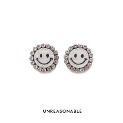 ต่างหู SMILEY สีเงิน ต่างหูคลิป ต่างหูก้านเงินแท้ น้ำหนักเบา UA0885-04 Unreasonable Accessories