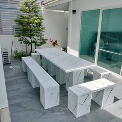 ชุดโต๊ะสนาม โต๊ะสนาม โต๊ะสนามกลางแจ้ง ชุดโต๊ะสนามกลางแจ้ง โต๊ะสนามใกล้ฉัน ขนาด 2.4 เมตร สีขาวสลัดดำ