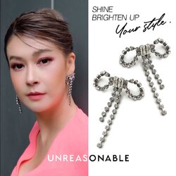 ต่างหูโบว์ Crystal ต่างหูคลิป ต่างหูก้านเงินแท้ น้ำหนักเบา สวยใส่สบาย UA0623-01 Unreasonable Accessories