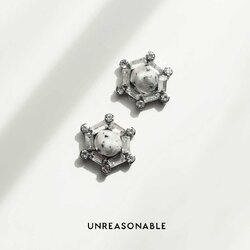 ต่างหู หินธรรมชาติ ลาบลาดอไลต์ Labradorite สีขาว UA0837-03 Unreasonable Accessories