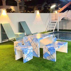 โต๊ะปูนสวยๆ โต๊ะสนาม โต๊ะสนามกลางแจ้ง ตัว U ขนาด 1 เมตร สุดโมเดิร์น ส่งตรงจากโรงงาน จัดส่งพร้อมติดตั้งทั่วไทย