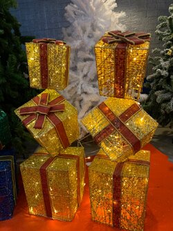 เซทกล่องของขวัญคริสต์มาสประดับไฟแบบตั้งได้