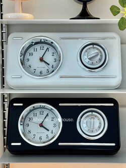 [พร้อมส่ง] Jnihouse : Vintage Twin Dial Clock –นาฬิกาดีไซน์สองหน้าปัดแบบย้อนยุค